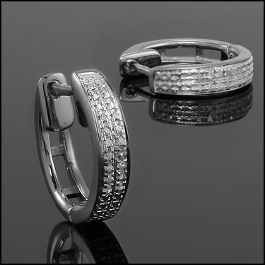Diamond Hoop Earrings Sterling Silver 0.08 CTW Womens Designer Hoops