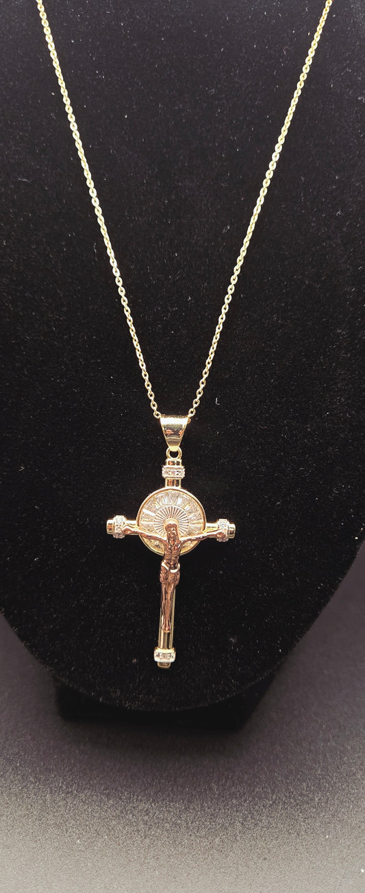 925 Sterling Silver Jesus Cross Necklace Adjustable 18–20 Inch Religious Pendant
