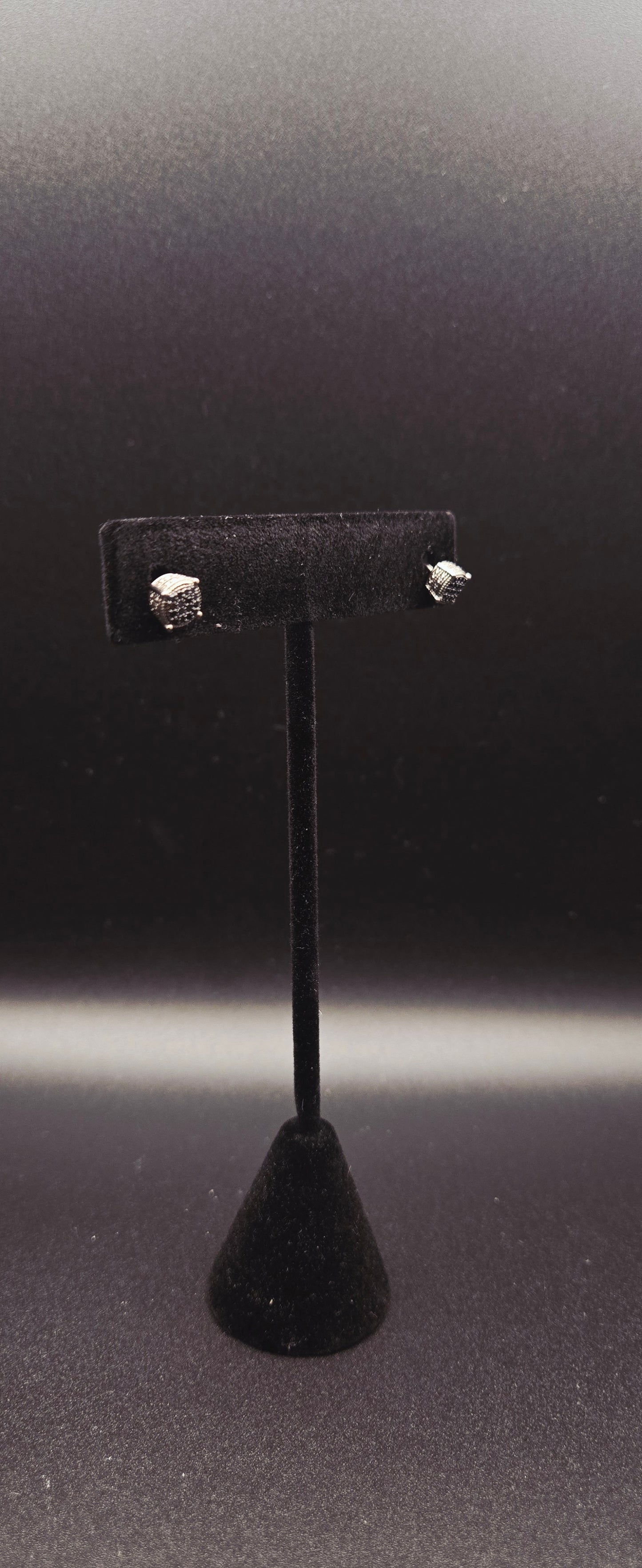 Black Diamond Stud Earrings 0.25 CTW Black Rhodium Sterling Silver Mens Square Studs