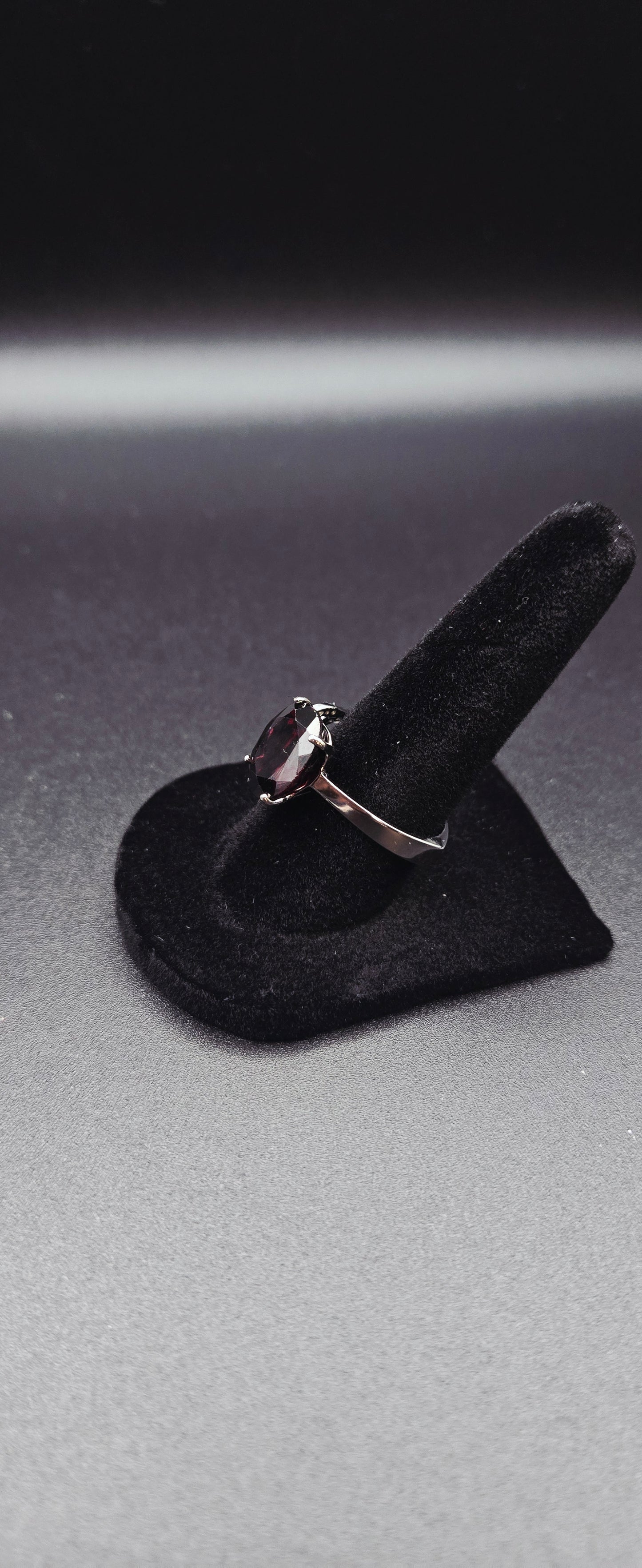 Garnet & Diamond Designer Ring – 14K White Gold Over Sterling Silver – Size 7