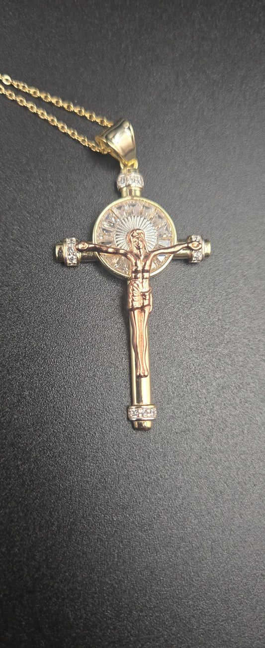 925 Sterling Silver Jesus Cross Necklace Adjustable 18–20 Inch Religious Pendant