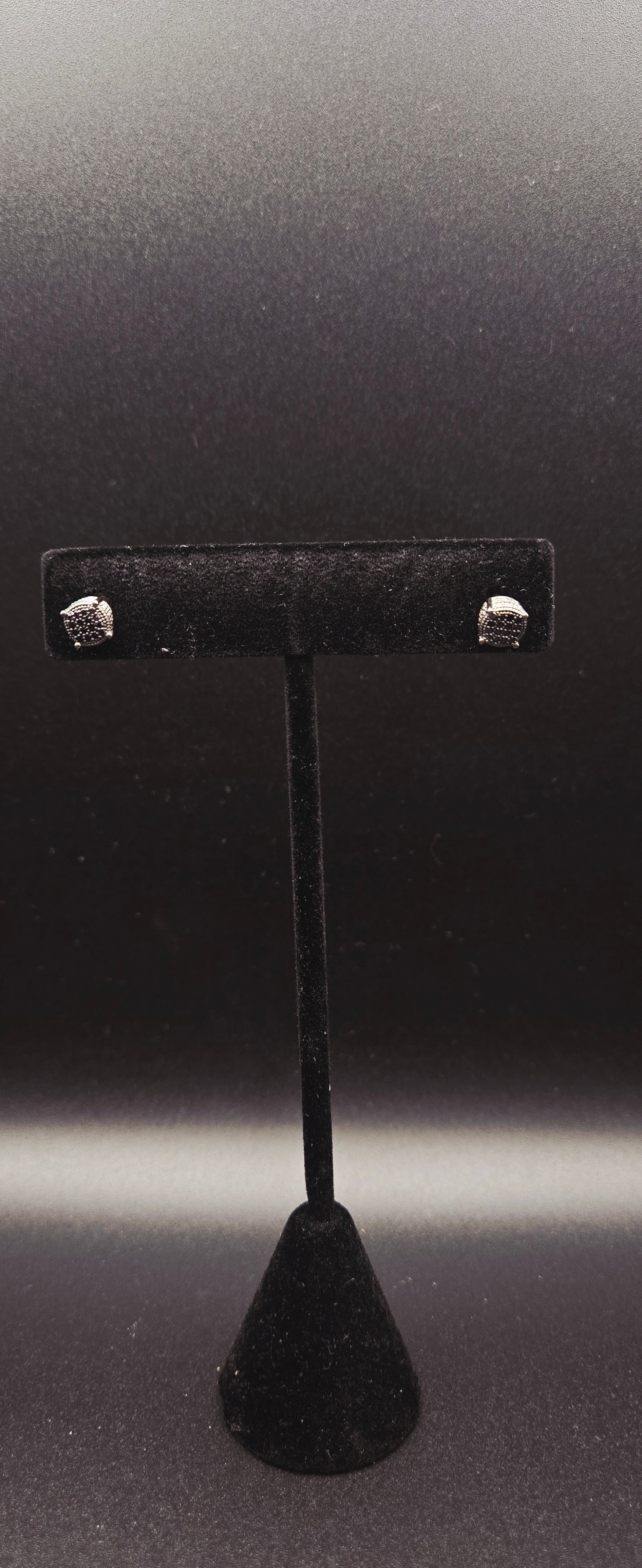 Black Diamond Stud Earrings 0.25 CTW Black Rhodium Sterling Silver Mens Square Studs