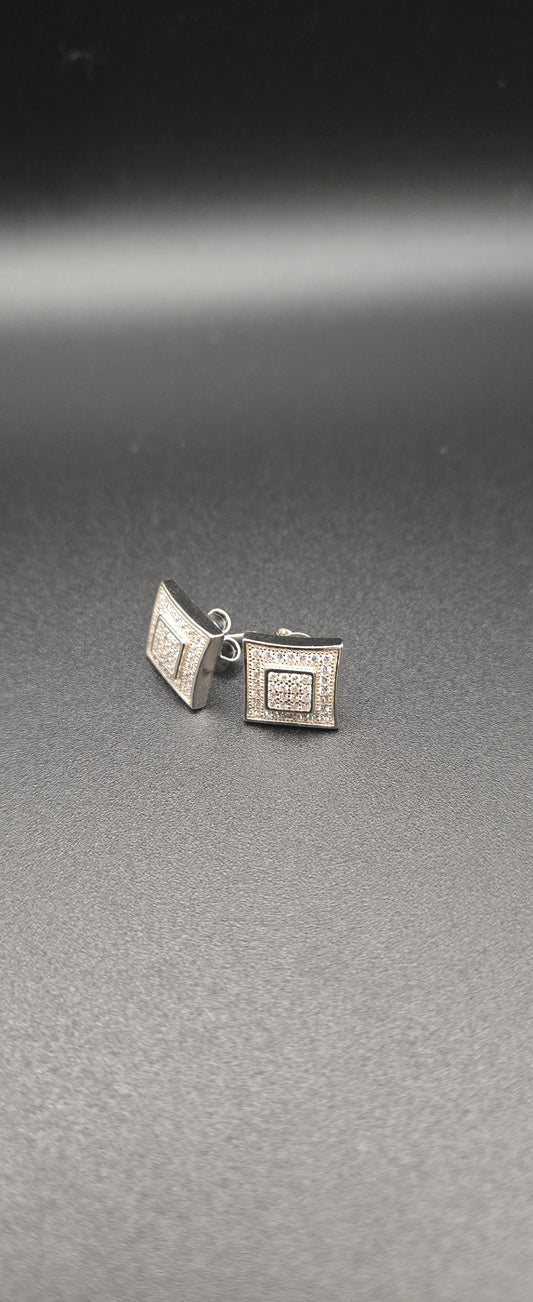 925 Sterling Silver Square Stud Earrings Minimalist Geometric Earrings