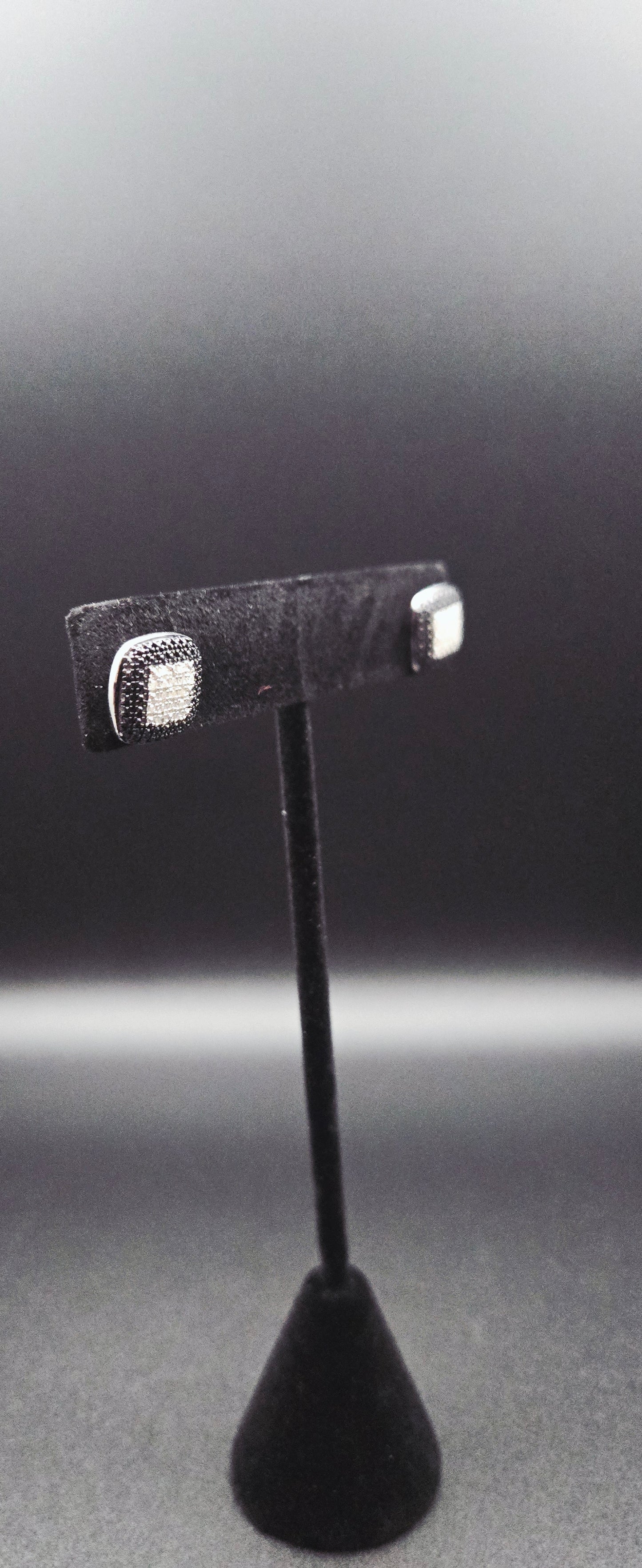 Mens Black and White Diamond Stud Earrings 1/4 CTW White Gold Over Sterling Silver