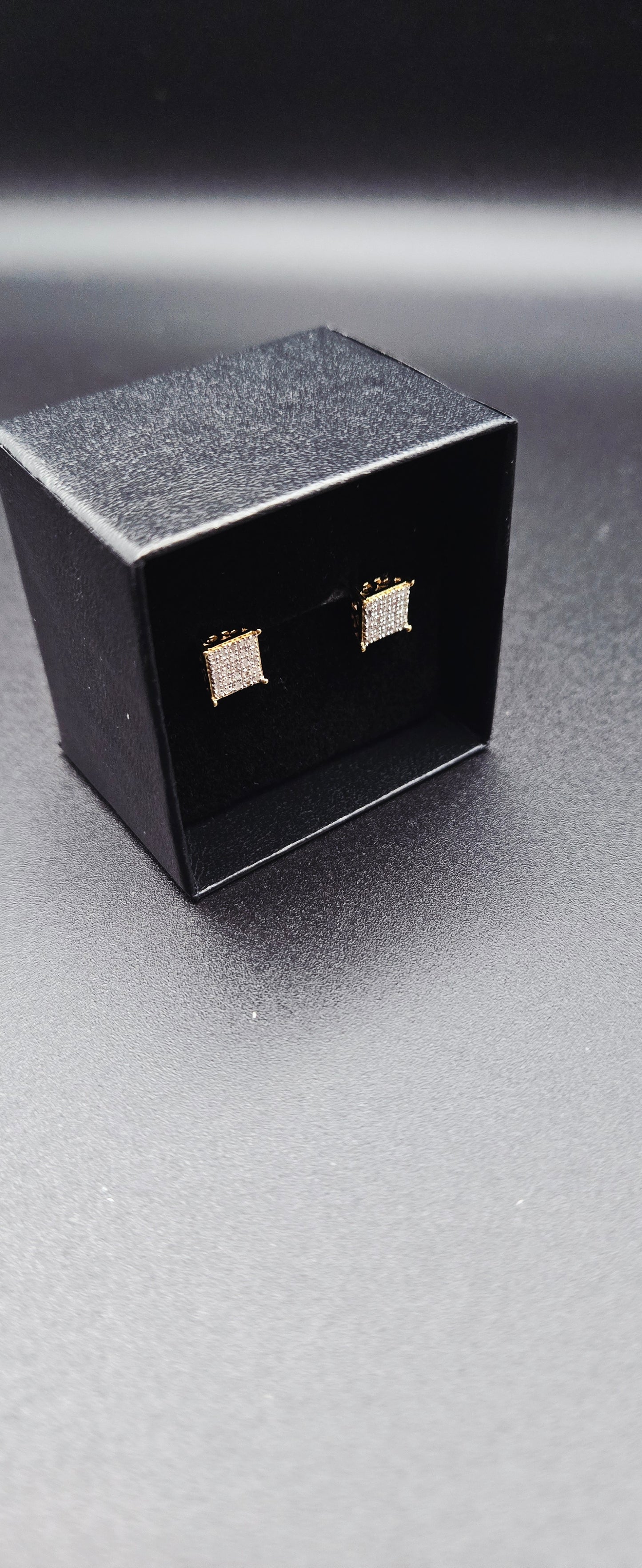 Unisex Diamond Stud Earrings 0.36 CTW Yellow Gold Over Sterling Silver Square Cluster