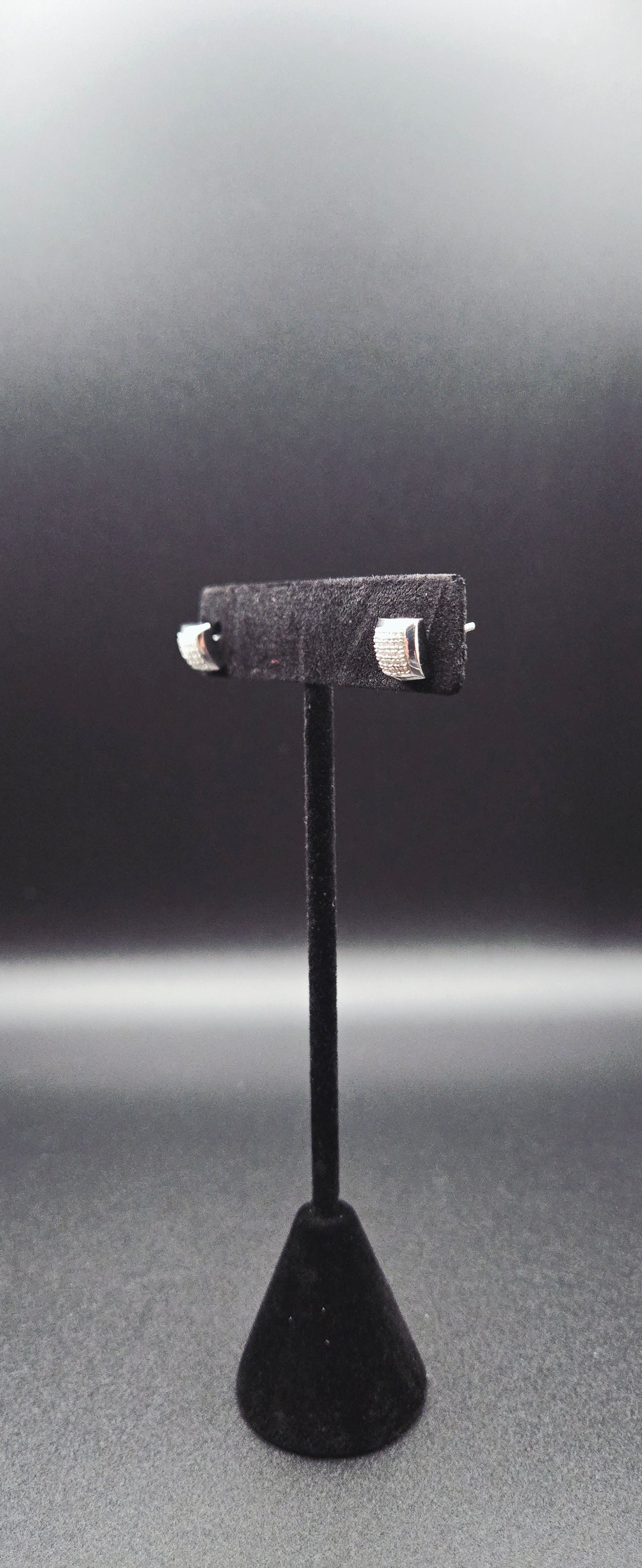 Mens Diamond Stud Earrings 1/4 CTW White Gold Over Sterling Silver