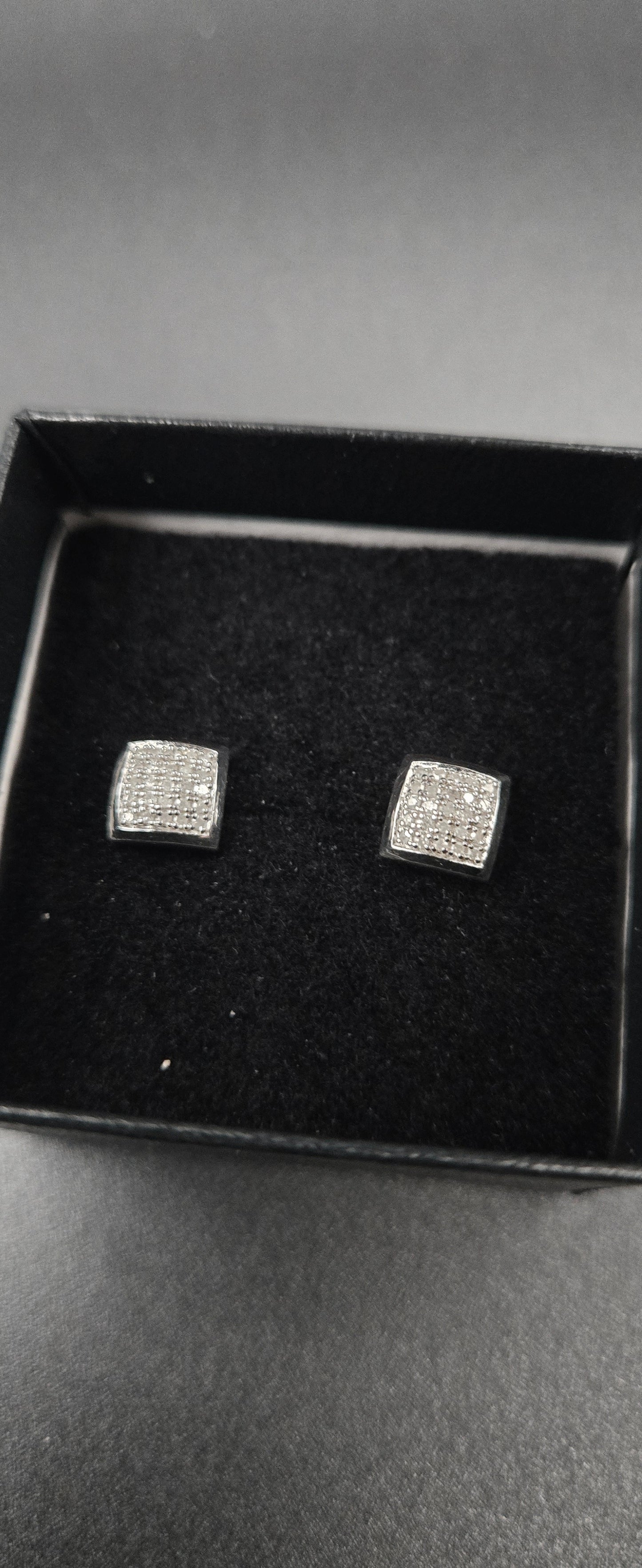 Mens Diamond Stud Earrings 1/4 CTW White Gold Over Sterling Silver