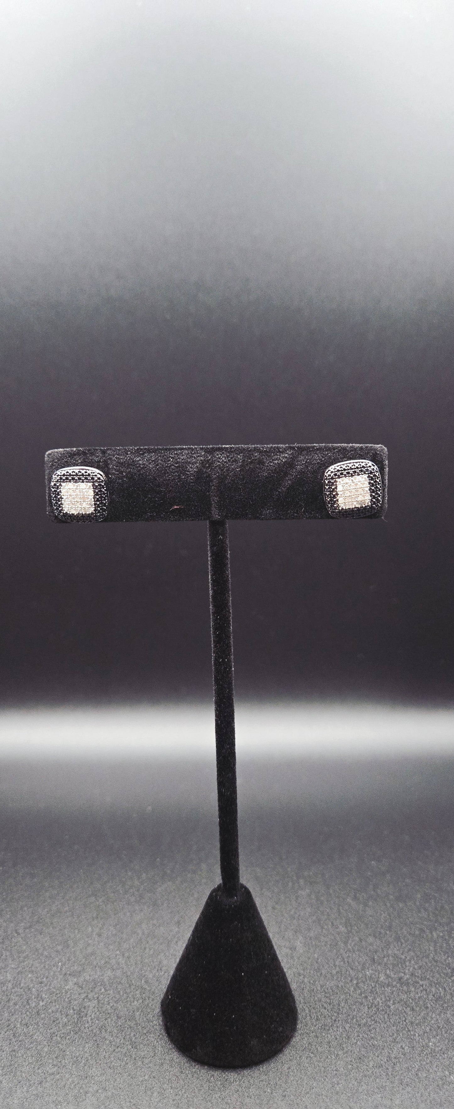 Mens Black and White Diamond Stud Earrings 1/4 CTW White Gold Over Sterling Silver